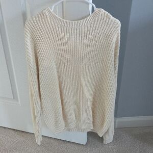 Sonoma Cream Ribbed Crewneck Sweater